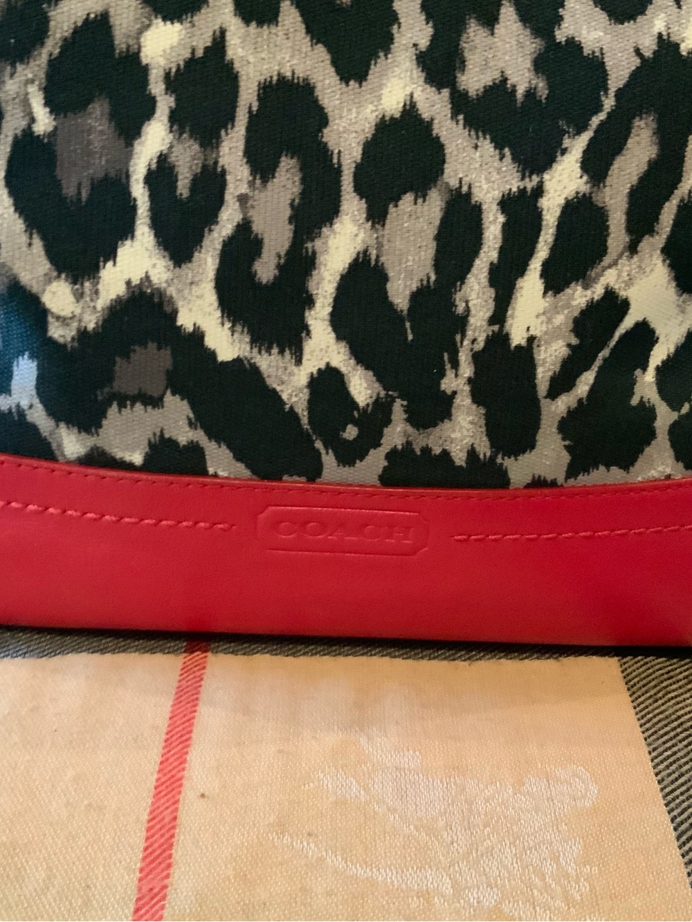 Coach Leopard-Print Shoulder Bag with Red Trim - Picture 2 of 7